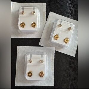 NEW 3 pair Studex sterilized ear piercing studs earrings april gemstone gem 💎